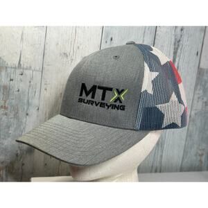 MTX Surveying Richardson 112 US Flag Mesh Trucker Hat Snapback Cap Gray
